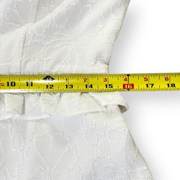 Lulus Striking Beauty White Floral Jacquard Puff Sleeve Mini Dress Size Large - Picture 10 of 11